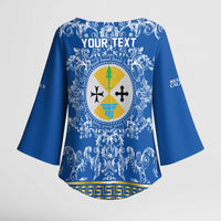 Personalized Italy Calabria Kimono Sleeve Blouse Baroque Motif