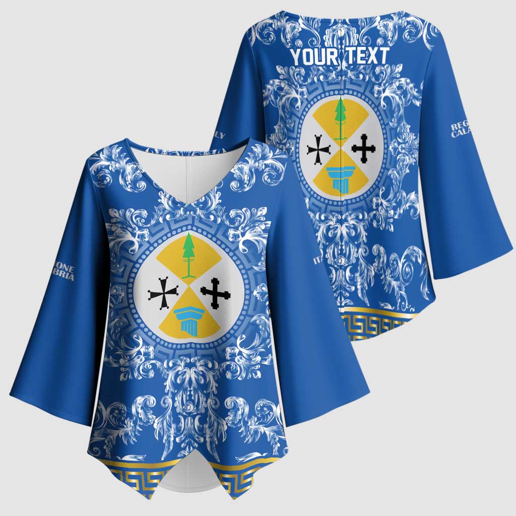 Personalized Italy Calabria Kimono Sleeve Blouse Baroque Motif