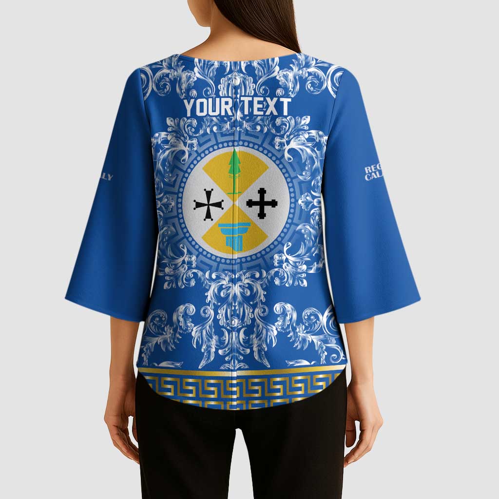 Personalized Italy Calabria Kimono Sleeve Blouse Baroque Motif