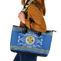 Personalized Italy Calabria Leather Tote Bag Baroque Motif