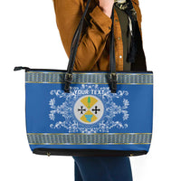 Personalized Italy Calabria Leather Tote Bag Baroque Motif
