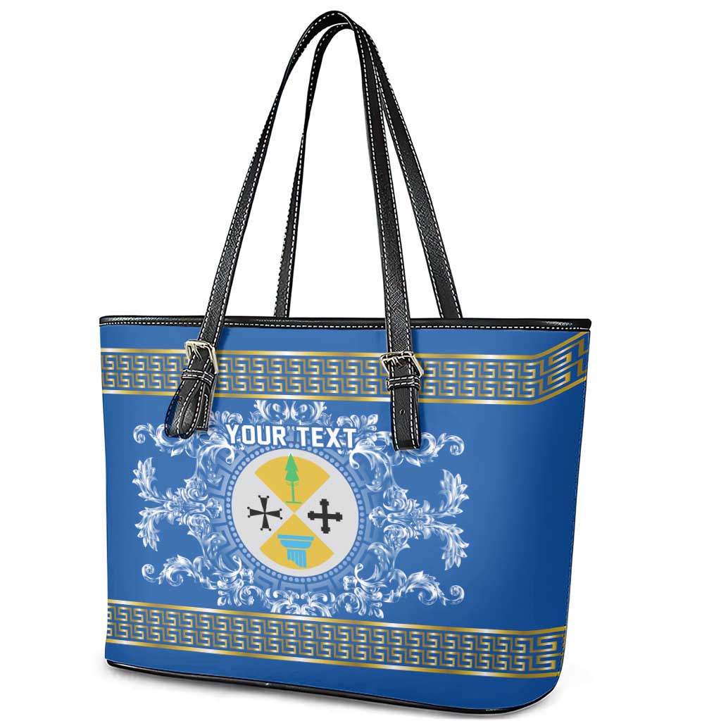 Personalized Italy Calabria Leather Tote Bag Baroque Motif