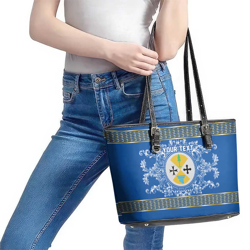 Personalized Italy Calabria Leather Tote Bag Baroque Motif