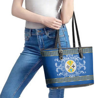 Personalized Italy Calabria Leather Tote Bag Baroque Motif