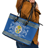 Personalized Italy Calabria Leather Tote Bag Baroque Motif