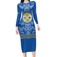 Personalized Italy Calabria Long Sleeve Bodycon Dress Baroque Motif