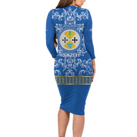 Personalized Italy Calabria Long Sleeve Bodycon Dress Baroque Motif