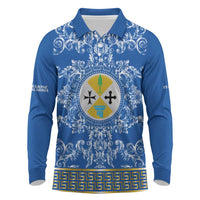 Personalized Italy Calabria Long Sleeve Polo Shirt Baroque Motif