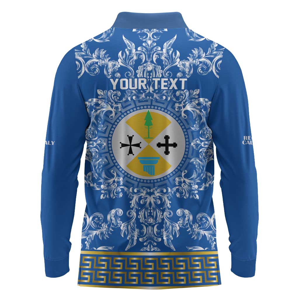 Personalized Italy Calabria Long Sleeve Polo Shirt Baroque Motif