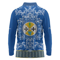 Personalized Italy Calabria Long Sleeve Polo Shirt Baroque Motif