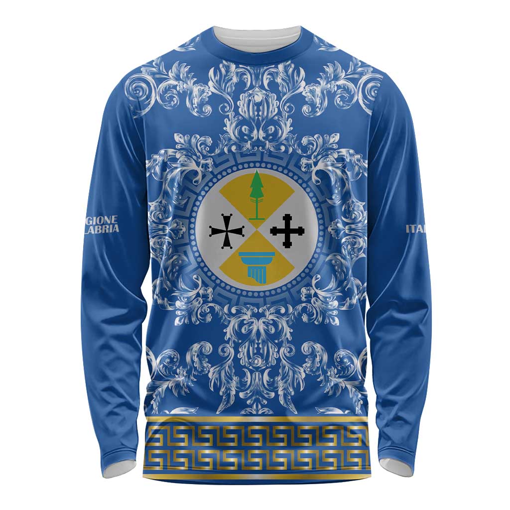 Personalized Italy Calabria Long Sleeve Shirt Baroque Motif