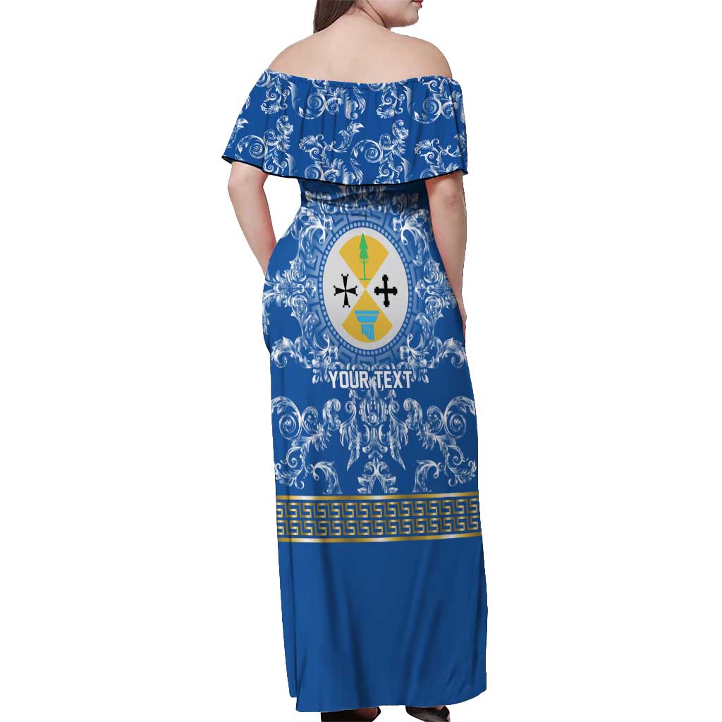 Personalized Italy Calabria Off Shoulder Maxi Dress Baroque Motif