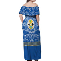 Personalized Italy Calabria Off Shoulder Maxi Dress Baroque Motif
