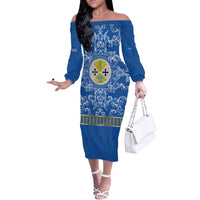 Personalized Italy Calabria Off The Shoulder Long Sleeve Dress Baroque Motif
