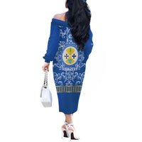 Personalized Italy Calabria Off The Shoulder Long Sleeve Dress Baroque Motif