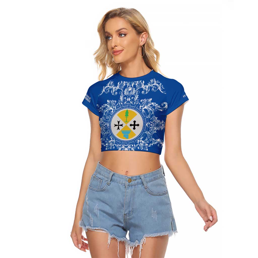 Personalized Italy Calabria Raglan Cropped T Shirt Baroque Motif