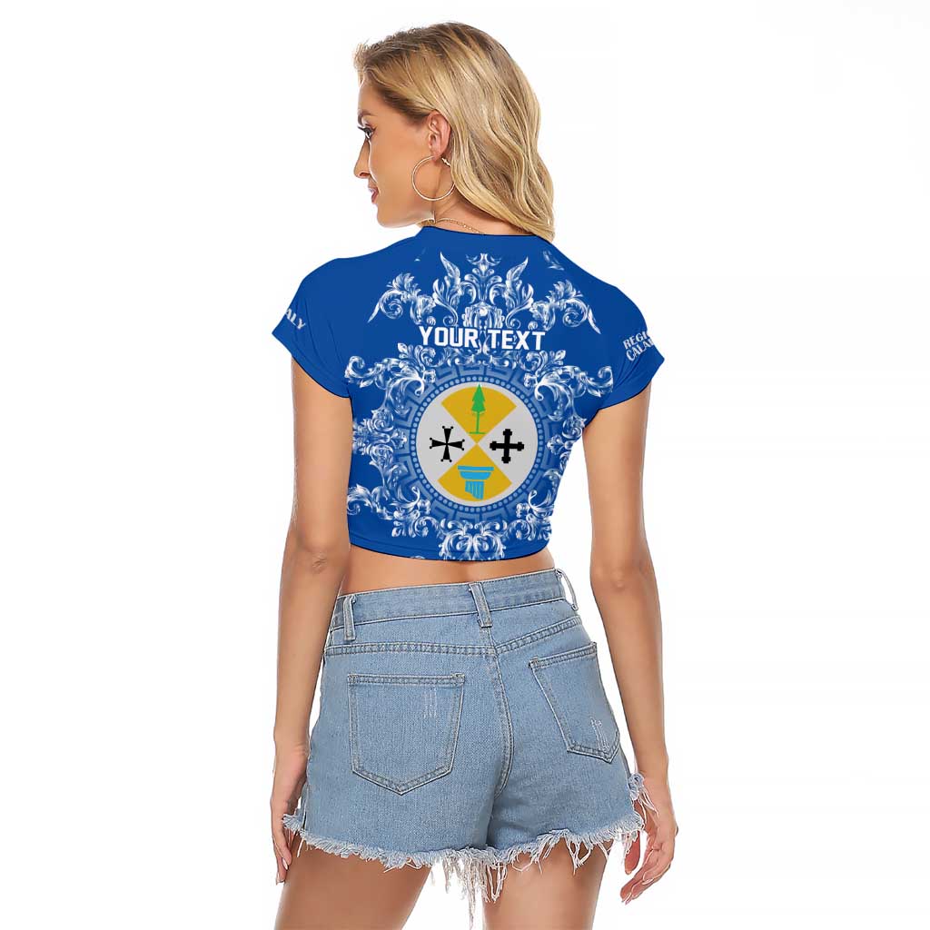 Personalized Italy Calabria Raglan Cropped T Shirt Baroque Motif