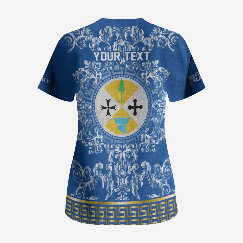 Personalized Italy Calabria Scrub Top Baroque Motif