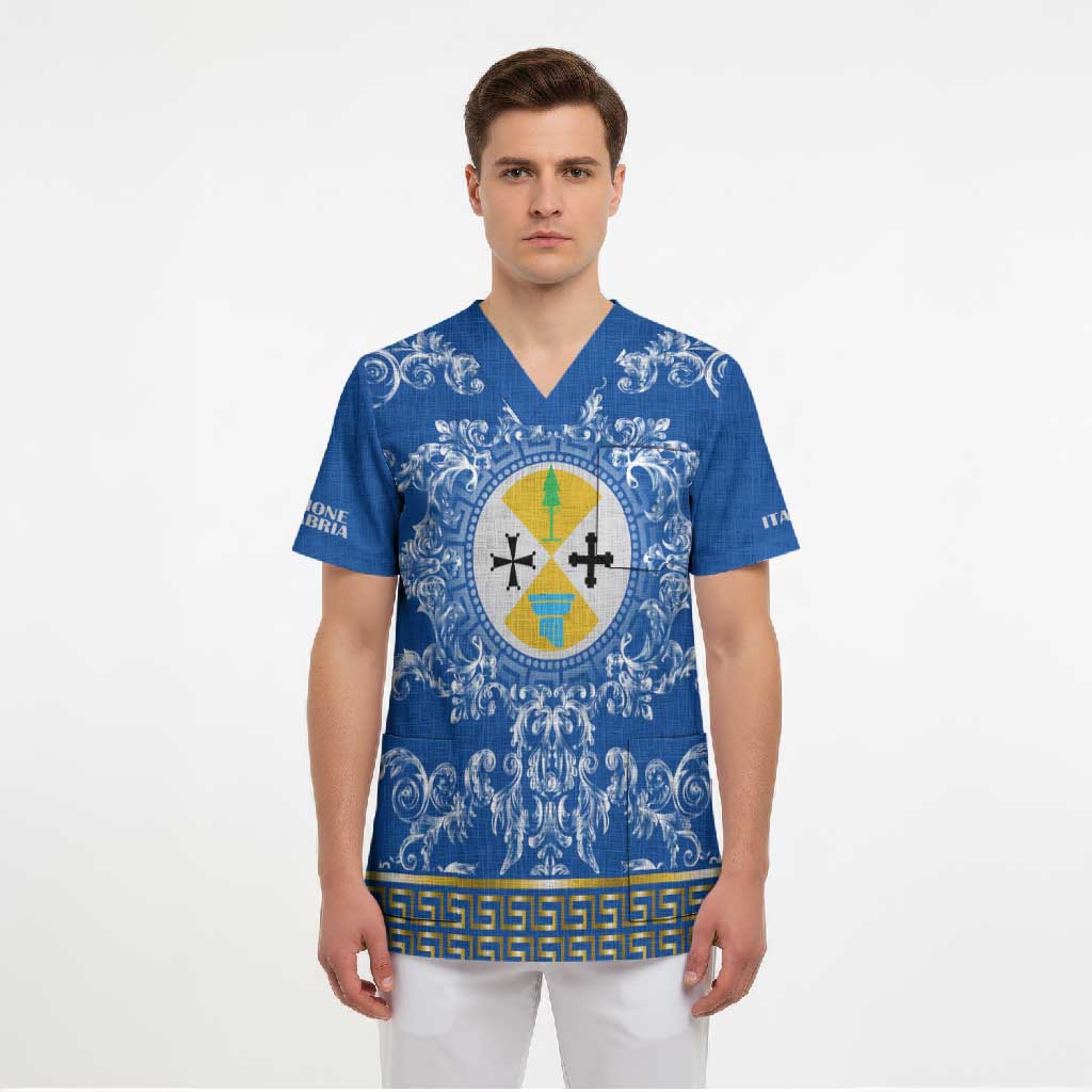 Personalized Italy Calabria Scrub Top Baroque Motif
