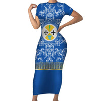 Personalized Italy Calabria Short Sleeve Bodycon Dress Baroque Motif