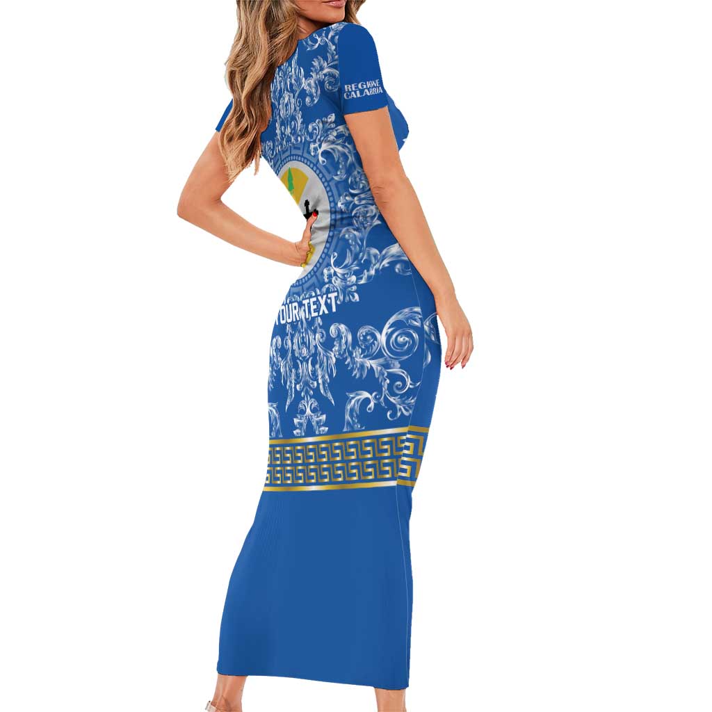 Personalized Italy Calabria Short Sleeve Bodycon Dress Baroque Motif