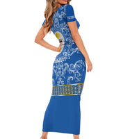 Personalized Italy Calabria Short Sleeve Bodycon Dress Baroque Motif