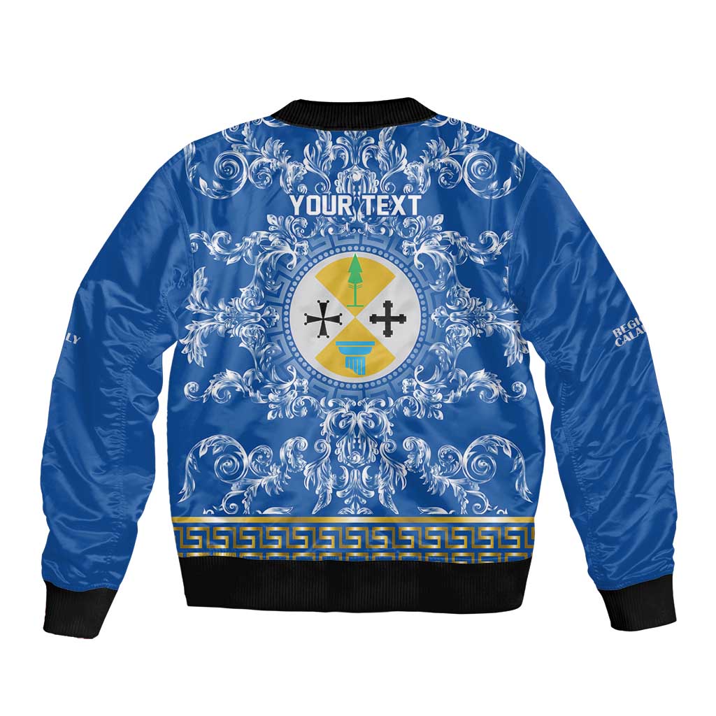 Personalized Italy Calabria Sleeve Zip Bomber Jacket Baroque Motif