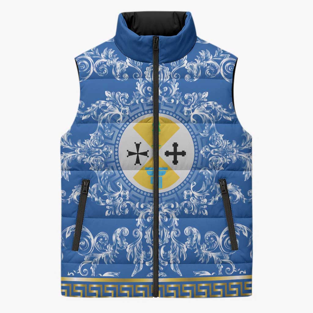 Personalized Italy Calabria Sleeveless Puffer Jacket Baroque Motif