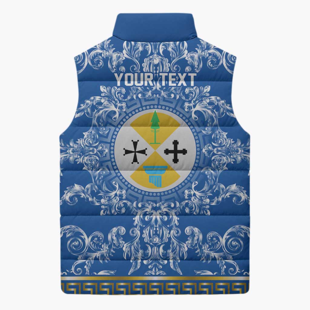 Personalized Italy Calabria Sleeveless Puffer Jacket Baroque Motif