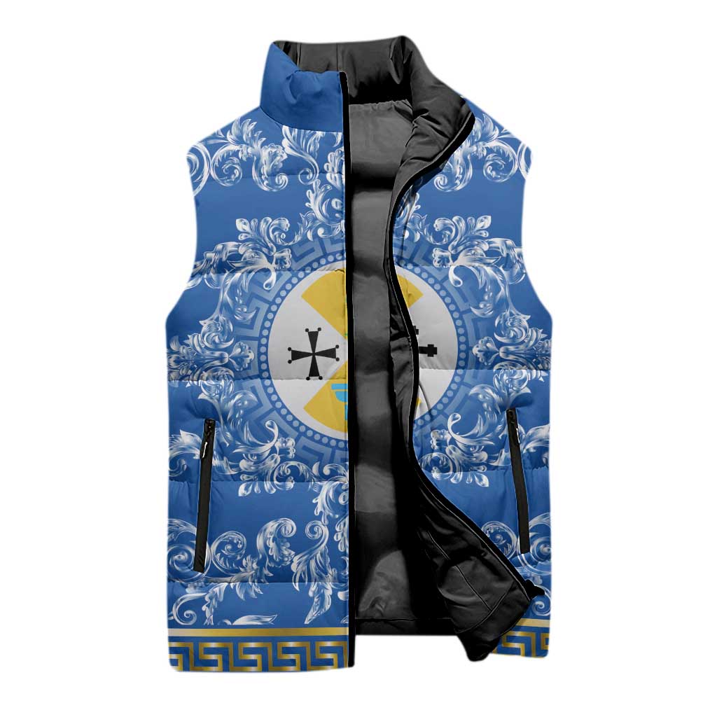 Personalized Italy Calabria Sleeveless Puffer Jacket Baroque Motif