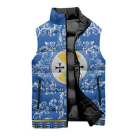 Personalized Italy Calabria Sleeveless Puffer Jacket Baroque Motif