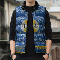 Personalized Italy Calabria Sleeveless Puffer Jacket Baroque Motif