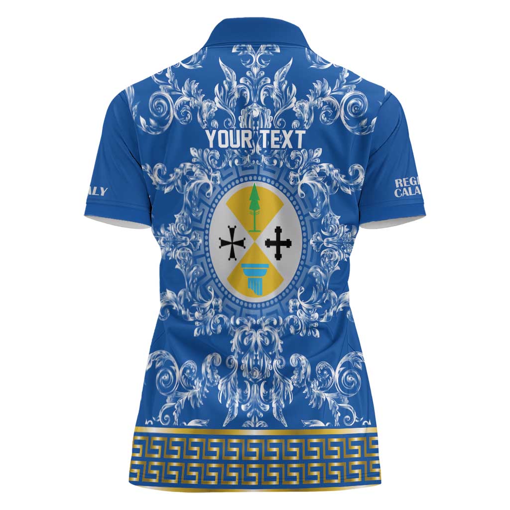 Personalized Italy Calabria Women Polo Shirt Baroque Motif
