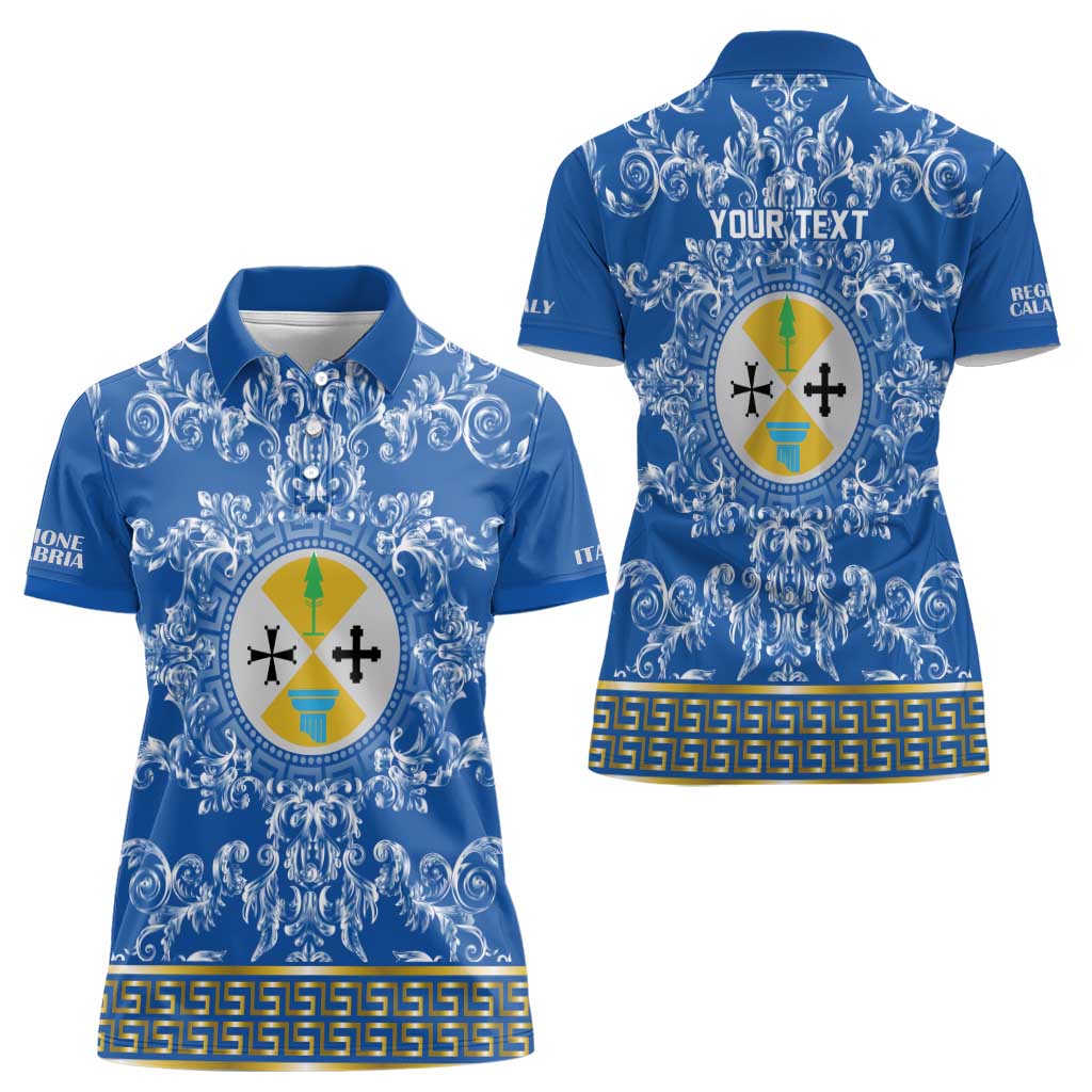 Personalized Italy Calabria Women Polo Shirt Baroque Motif