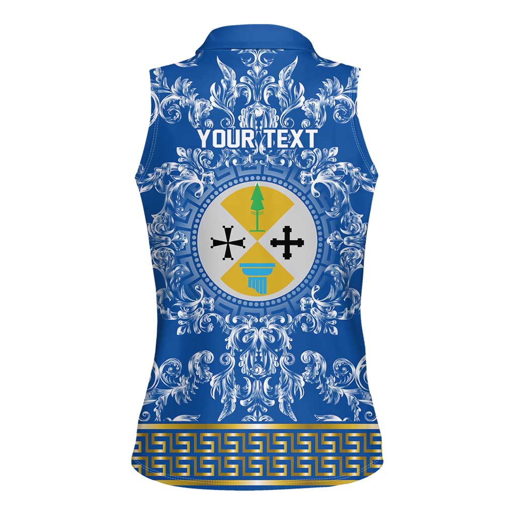 Personalized Italy Calabria Women Sleeveless Polo Shirt Baroque Motif
