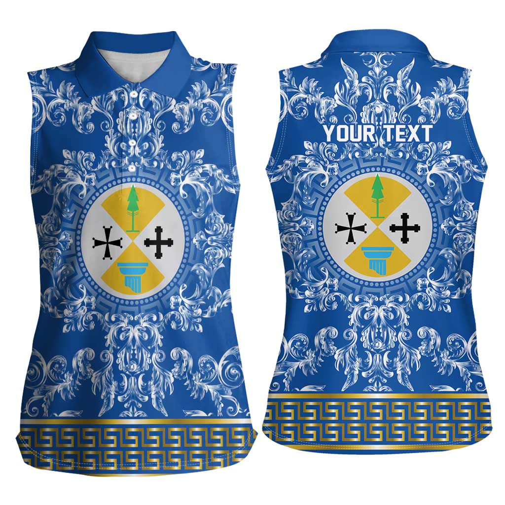 Personalized Italy Calabria Women Sleeveless Polo Shirt Baroque Motif