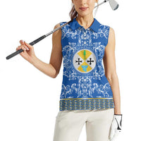 Personalized Italy Calabria Women Sleeveless Polo Shirt Baroque Motif