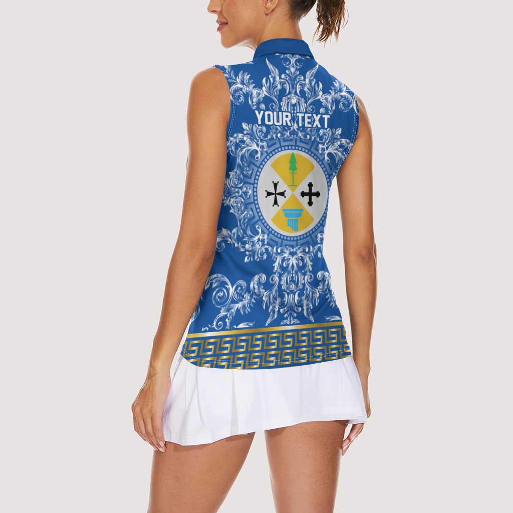 Personalized Italy Calabria Women Sleeveless Polo Shirt Baroque Motif