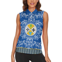 Personalized Italy Calabria Women Sleeveless Polo Shirt Baroque Motif