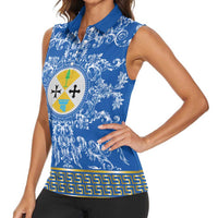 Personalized Italy Calabria Women Sleeveless Polo Shirt Baroque Motif