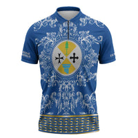 Personalized Italy Calabria Zipper Polo Shirt Baroque Motif