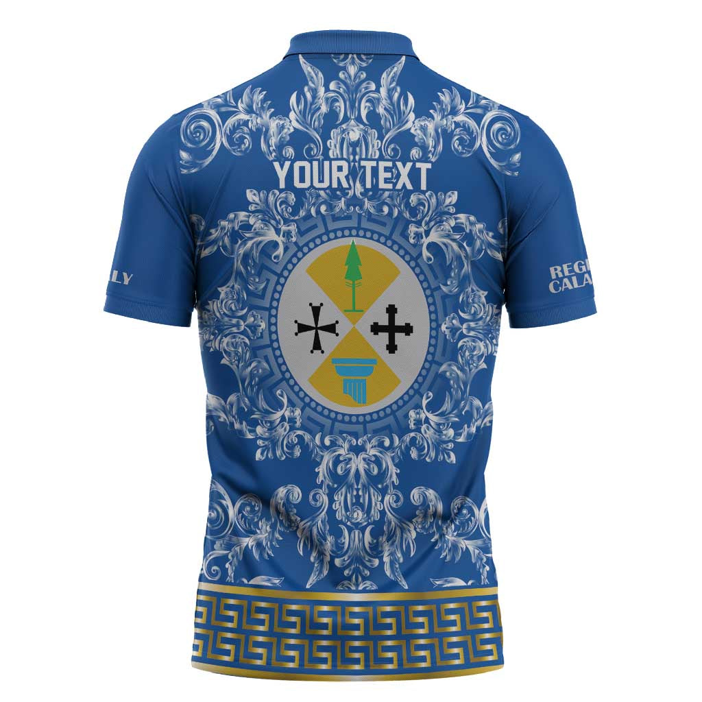 Personalized Italy Calabria Zipper Polo Shirt Baroque Motif