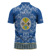Personalized Italy Calabria Zipper Polo Shirt Baroque Motif