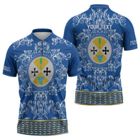 Personalized Italy Calabria Zipper Polo Shirt Baroque Motif