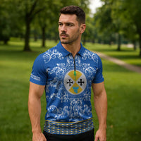 Personalized Italy Calabria Zipper Polo Shirt Baroque Motif