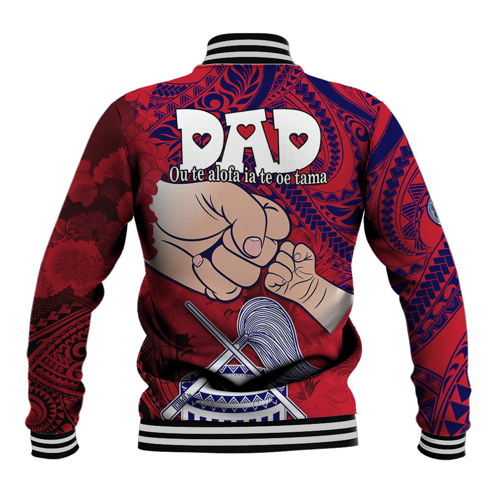 Fathers Day Polynesian Islands American Samoa Baseball Jacket Dad Ou Te Alofa Ia Te Oe Tama - Polynesian Flowers Tribal LT9 - Wonder Print Shop