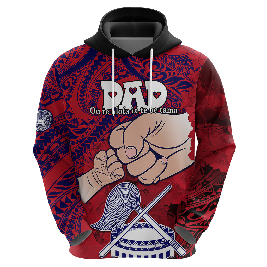 Dads Day American Samoa Hoodie Dad Ou Te Alofa Ia Te Oe Tama - Polynesian Flowers Tribal - Wonder Print Shop