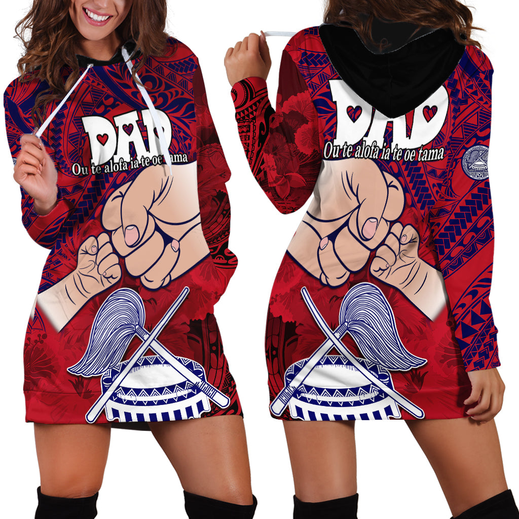 Dads Day American Samoa Hoodie Dress Dad Ou Te Alofa Ia Te Oe Tama - Polynesian Flowers Tribal - Wonder Print Shop