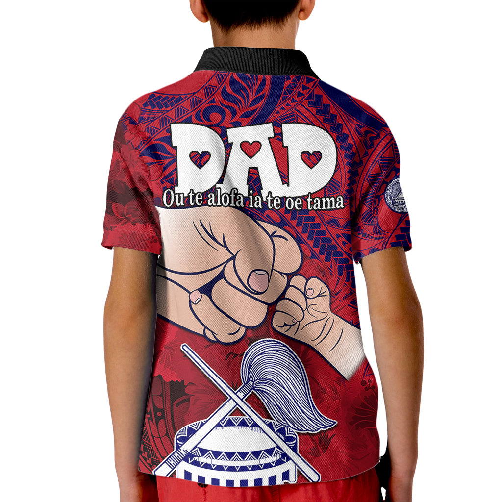 Fathers Day Polynesian Islands American Samoa Kid Polo Shirt Dad Ou Te Alofa Ia Te Oe Tama - Polynesian Flowers Tribal - Wonder Print Shop