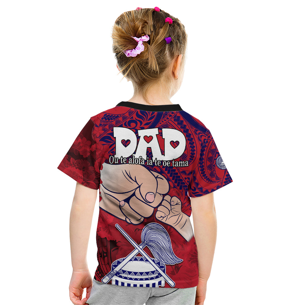 Dads Day American Samoa Kid T Shirt Dad Ou Te Alofa Ia Te Oe Tama - Polynesian Flowers Tribal - Wonder Print Shop